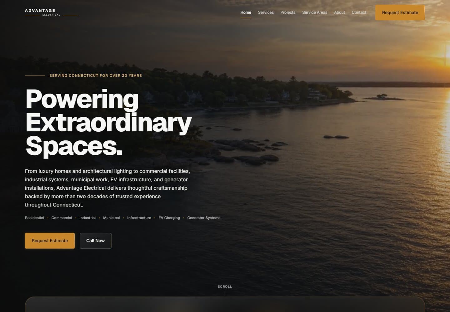 Advantage Electrical actual website homepage